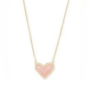 COPY - Kendra Scott- Ari Heart Gold Pendant Necklace in Rose Quartz WITH BOX!